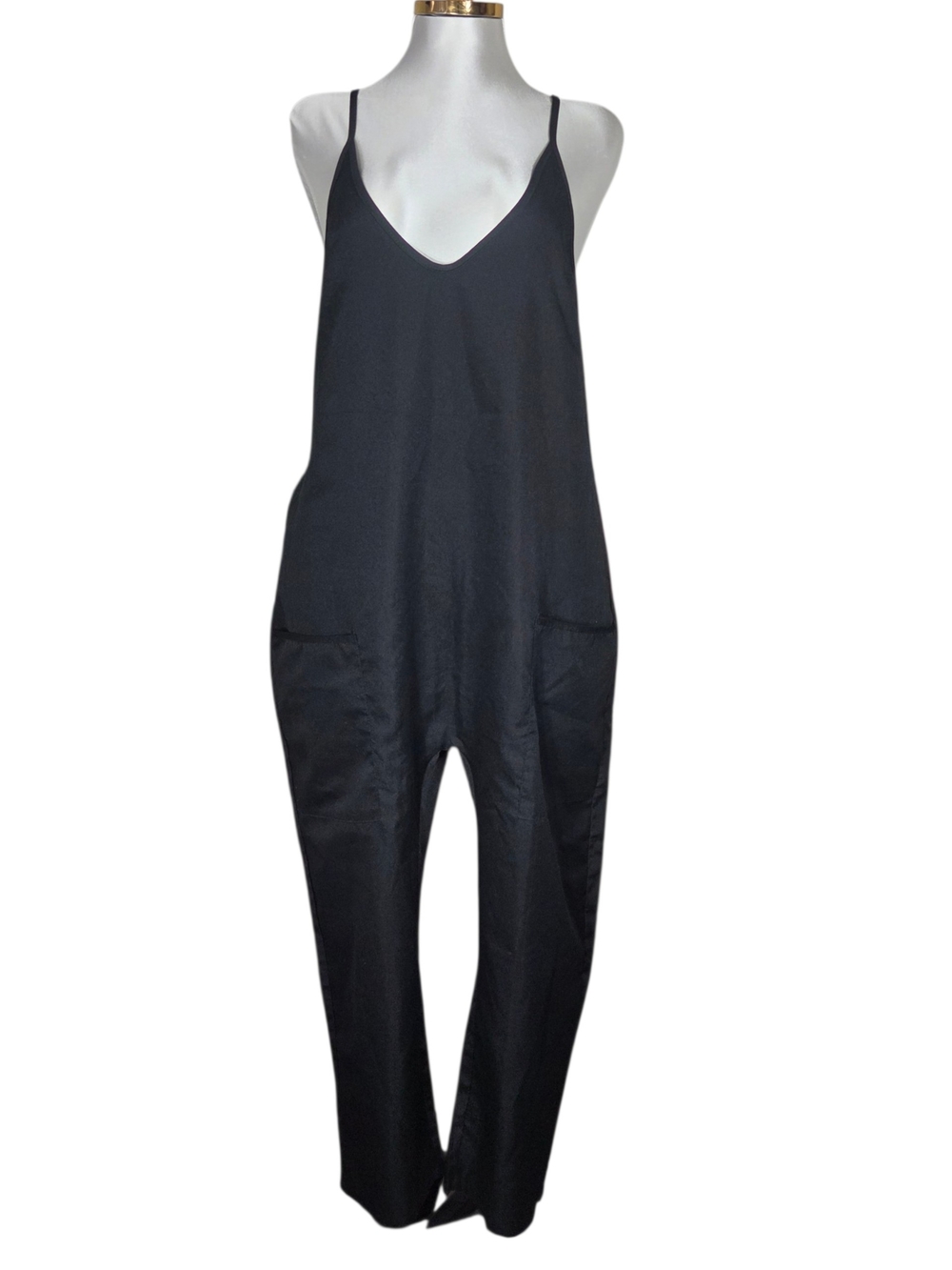 Women’s Black Spaghetti-Strap Jumpsuit. Size S
